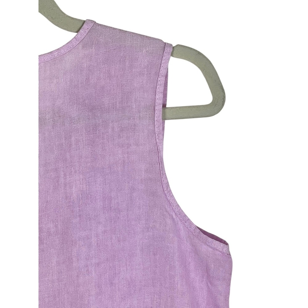 Francesca Bettini Small Lilac Pink Linen Midi Dress Made in Italy Ruffle Hem - Picture 12 of 16